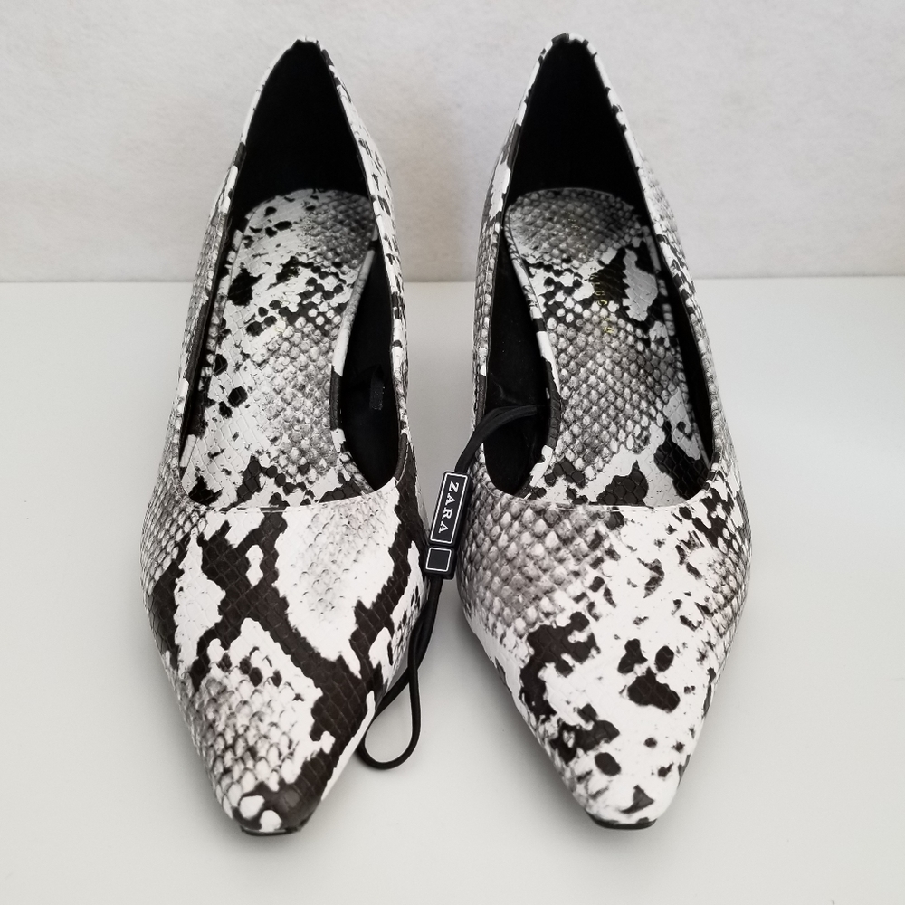 New Zara Trafaluc Python Snakeskin Block Heels - image 2